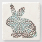 Mandala Rabbit Chocolate and Blues Onderzetter (Voorkant)