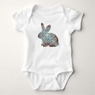 Mandala Rabbit Chocolate and Blues Romper