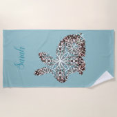 Mandala Rabbit Chocolate and Blues Strandlaken (Voorkant)