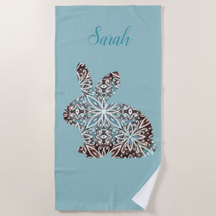 Mandala Rabbit Chocolate and Blues Strandlaken