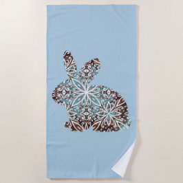 Mandala Rabbit Chocolate en Blues Beach Towel Strandlaken