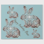 Mandala Rabbit Chocolate en Blues Custom Wrapping Cadeaupapier (Vlak)