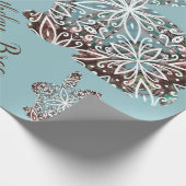 Mandala Rabbit Chocolate en Blues Custom Wrapping Cadeaupapier (Hoek)