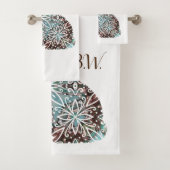 Mandala Rabbit Chocolate en Blues Towel Set Bad Handdoek (Insitu)