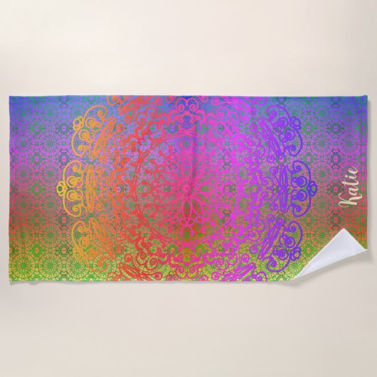 Mandala Rainbow Colors Strandlaken (Voorkant)