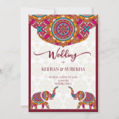 Mandala rangoli-olifant Indische huwelijksuitnodig Kaart (Voorkant)