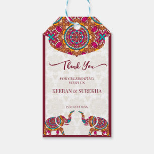 Mandala rangoli-olifantenbruiloft cadeaulabel