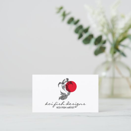 Mandala Red Dot Japanse Koi Fish Visitekaartje (Staand voorkant)