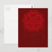 Mandala red maroon briefkaart (Voorkant / Achterkant)