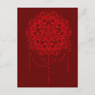 Mandala red maroon briefkaart