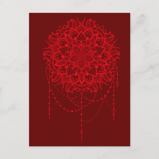 Mandala red maroon briefkaart (Voorkant)