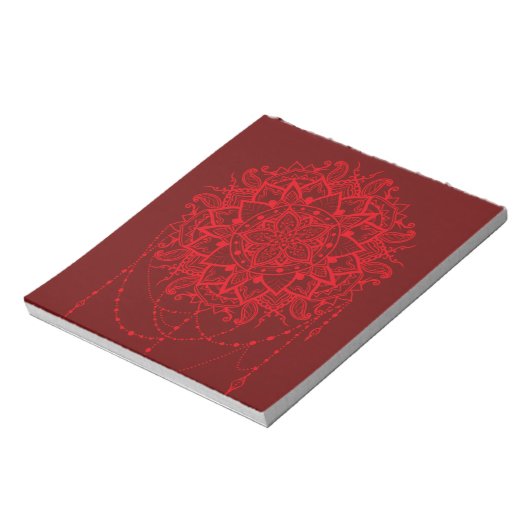 Mandala red maroon notitieblok (Linkerzijde)