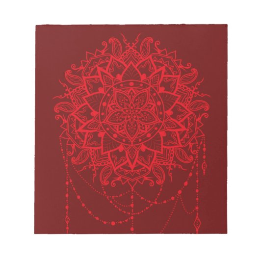 Mandala red maroon notitieblok (Voorkant)