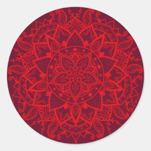 Mandala red maroon ronde sticker