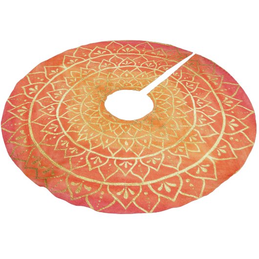 Mandala Red Oranje Gold Kerstmis Kerstboom Rok (Gekanteld)