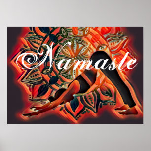 Mandala Red, zwart, bruine Yoga Meditation Namaste Poster