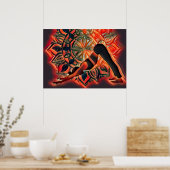 Mandala Red, zwart, bruine Yoga Meditation Poster (Keuken)