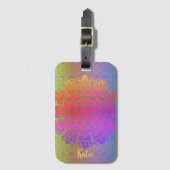 Mandala Regenboog Kleuren Bagagelabel (Voorkant (verticaal))