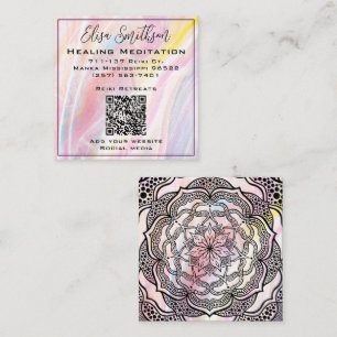 Mandala Reiki Genezende Meditatie Blush Roze Paste Vierkante Visitekaartje