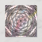 Mandala Reiki Genezende Meditatie Blush Roze Paste Vierkante Visitekaartje (Achterkant)