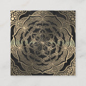 Mandala Reiki Healing Meditatie Goud en Houtskool Vierkante Visitekaartje (Achterkant)