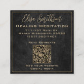 Mandala Reiki Healing Meditatie Goud en Houtskool Vierkante Visitekaartje (Voorkant)
