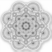 Mandala Retro hand drawn organic black and white Sticker (Voorkant)