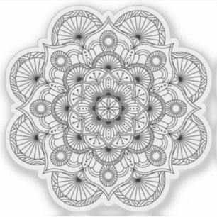 Mandala Retro hand drawn organic black and white Sticker