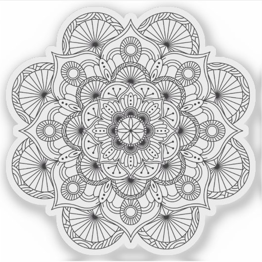 Mandala Retro hand drawn organic black and white Sticker (Voorkant)