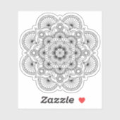 Mandala Retro hand drawn organic black and white Sticker (Vel)