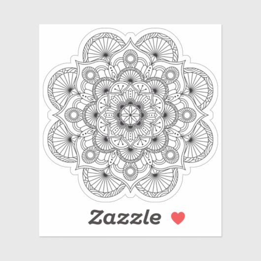 Mandala Retro hand drawn organic black and white Sticker (Vel)