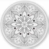 Mandala Retro hand drawn organic black and white Sticker (Voorkant)