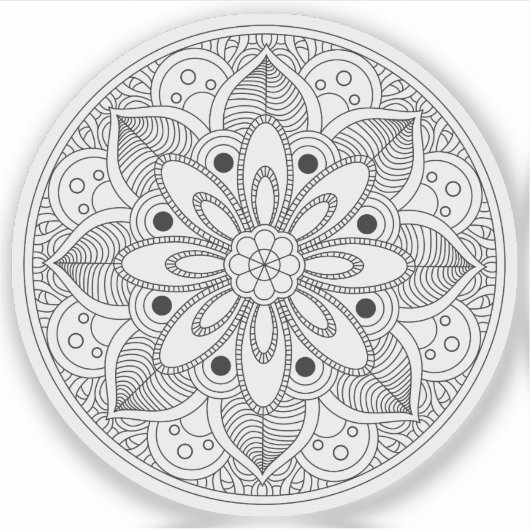 Mandala Retro hand drawn organic black and white Sticker (Voorkant)