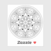 Mandala Retro hand drawn organic black and white Sticker (Vel)