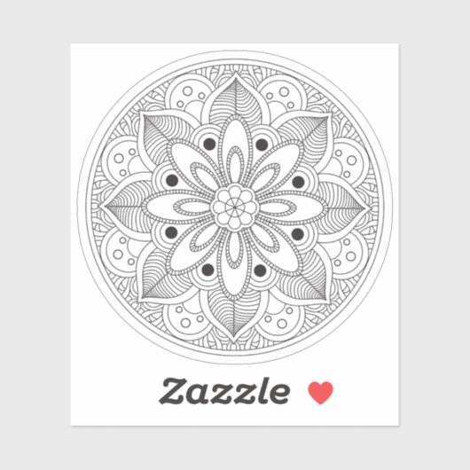 Mandala Retro hand drawn organic black and white Sticker (Vel)