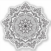Mandala Retro hand drawn organic black and white Sticker (Voorkant)