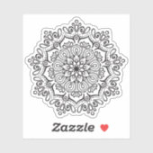 Mandala Retro hand drawn organic black and white Sticker (Vel)