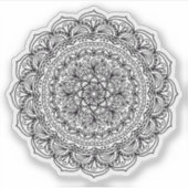 Mandala Retro hand drawn organic black and white Sticker (Voorkant)