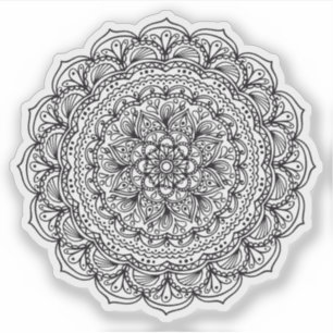 Mandala Retro hand drawn organic black and white Sticker