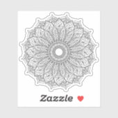 Mandala Retro hand getekend zwart & wit zonnebloem Sticker (Vel)