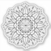 Mandala Retro hand getrokken tattoo henna bloemeno Sticker (Voorkant)