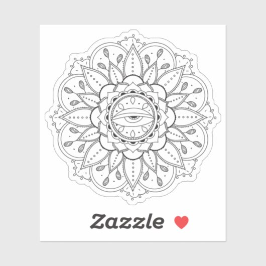 Mandala Retro hand getrokken tattoo henna bloemeno Sticker (Vel)