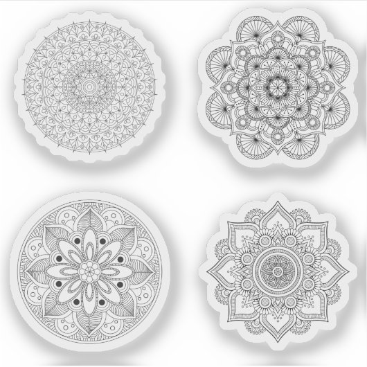 Mandala Retro hand henna tattoo set 4x Sticker (Voorkant)