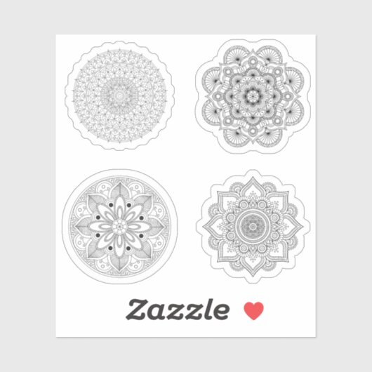 Mandala Retro hand henna tattoo set 4x Sticker (Vel)