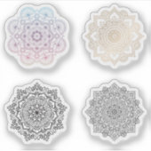 Mandala Retro hand henna tattoo set 4x Sticker (Voorkant)