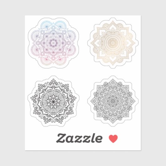 Mandala Retro hand henna tattoo set 4x Sticker (Vel)