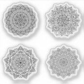 Mandala Retro hand henna tattoo set 4x Sticker (Voorkant)