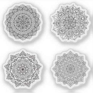 Mandala Retro hand henna tattoo set 4x Sticker