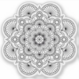 Mandala Retro handgetekende organische zwart en wi Sticker