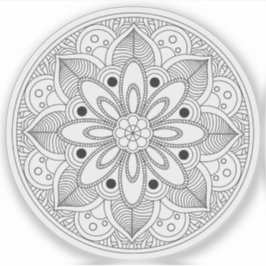 Mandala Retro handgetekende organische zwart en wi Sticker